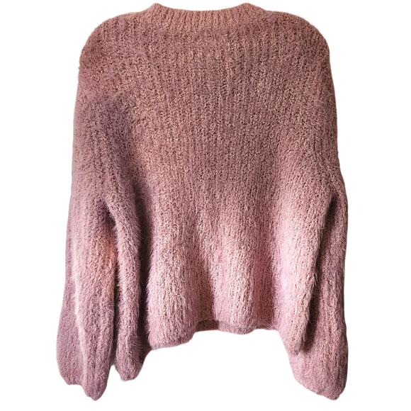 World Market Soft Cozy Eyelash Pink Silver Metallic Threads Sweater One Size - Picture 2 of 6